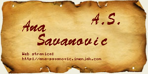 Ana Savanović vizit kartica